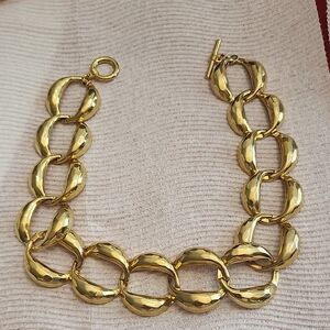 Elegant Gold Tone Chain Link Necklace Chuncky